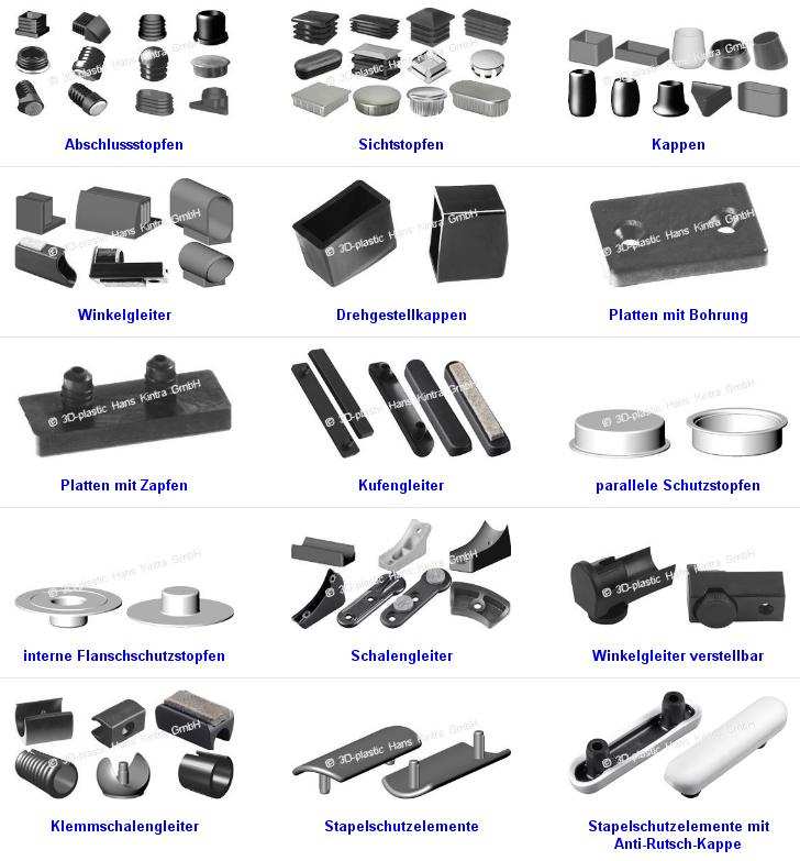 Abschlussstopfen, Sichtstopfen, Sichtstopfen, Kappen, Winkelgleiter, Drehgestellkappen, Drehgestellk